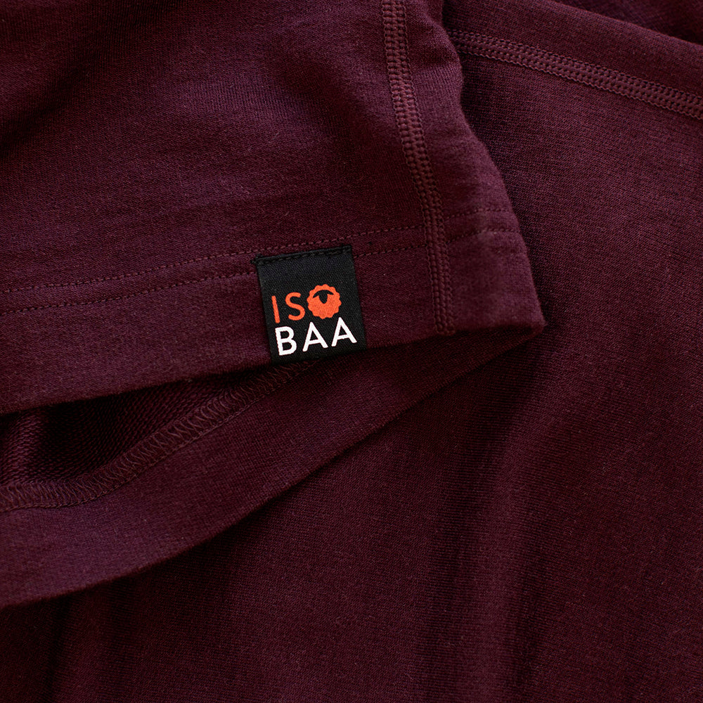 Isobaa | Mens Merino 260 Lounge Loose Joggers (Wine/Navy) | Isobaa 260gm Merino wool lounge joggers.