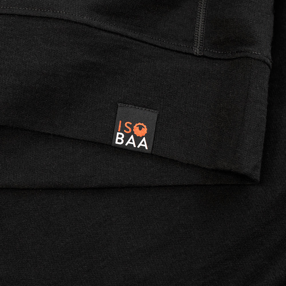 Isobaa | Mens Merino 260 Lounge Sweatshirt (Black) | The ultimate 260gm Merino wool sweatshirt – Your go-to for staying cosy after chilly runs, conquering weekends in style, or whenever you crave warmth without bulk.