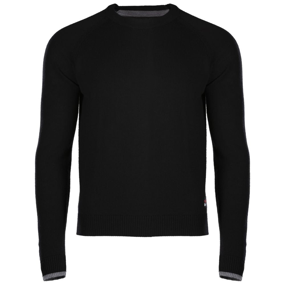 Isobaa | Mens Merino Crew Sweater (Black/Charcoal) | Everyday warmth and comfort with our superfine 12-gauge Merino wool crew neck sweater.