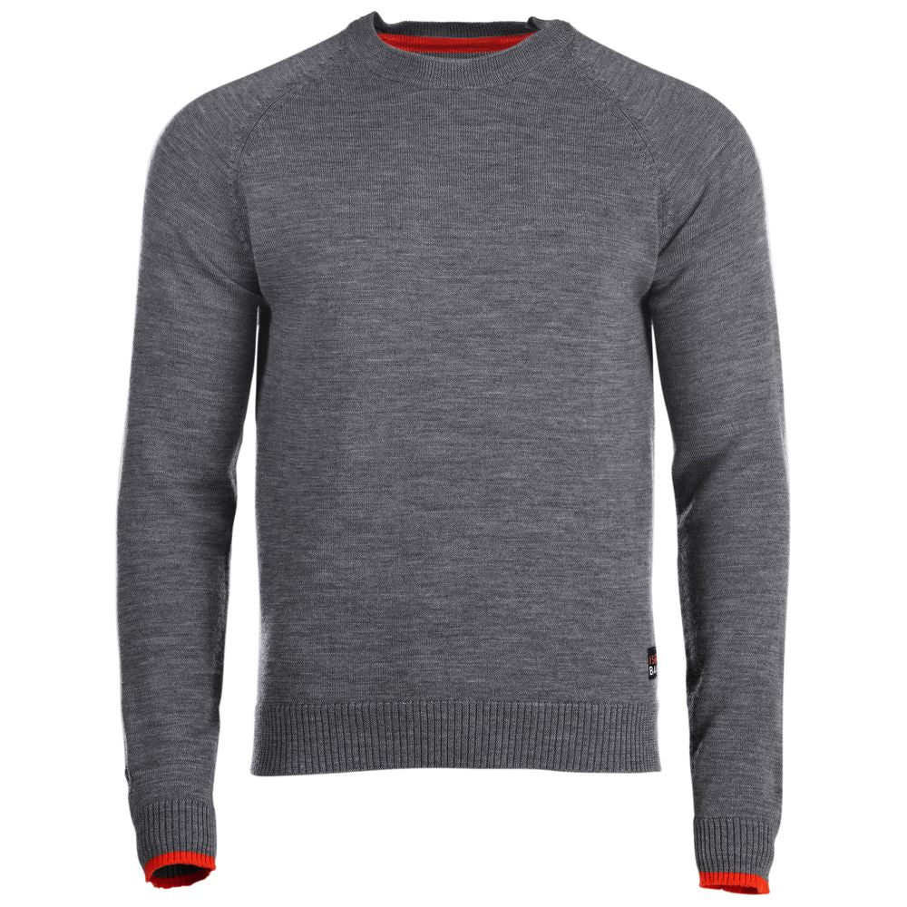 Isobaa | Mens Merino Crew Sweater (Charcoal/Orange) | Everyday warmth and comfort with our superfine 12-gauge Merino wool crew neck sweater.