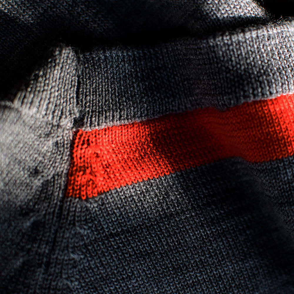 Isobaa | Mens Merino Crew Sweater (Charcoal/Orange) | Everyday warmth and comfort with our superfine 12-gauge Merino wool crew neck sweater.
