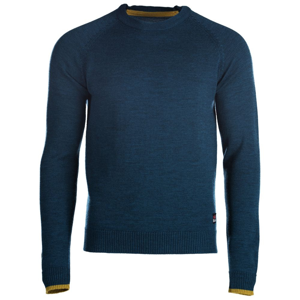 Isobaa | Mens Merino Crew Sweater (Petrol/Lime) | Everyday warmth and comfort with our superfine 12-gauge Merino wool crew neck sweater.