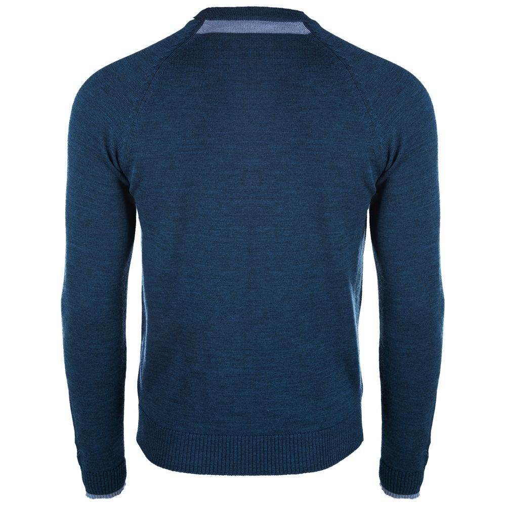 Isobaa | Mens Merino Crew Sweater (Petrol/Sky) | Everyday warmth and comfort with our superfine 12-gauge Merino wool crew neck sweater.