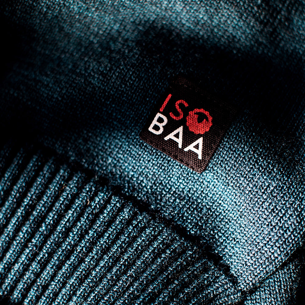 Isobaa | Mens Merino Crew Sweater (Petrol/Sky) | Everyday warmth and comfort with our superfine 12-gauge Merino wool crew neck sweater.