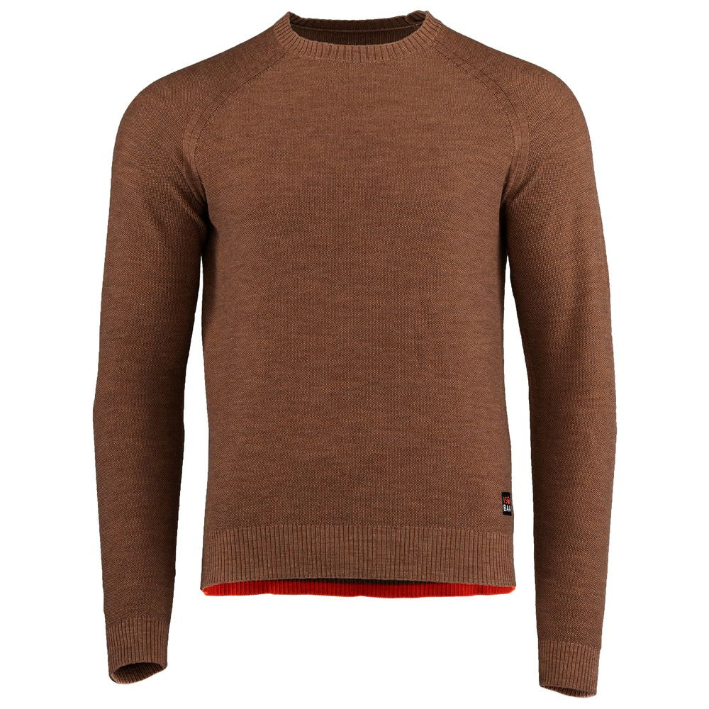 Isobaa | Mens Merino Moss Stitch Sweater (Bran/Orange) | Discover timeless style and outdoor-ready comfort with our extrafine Merino wool crew neck sweater.