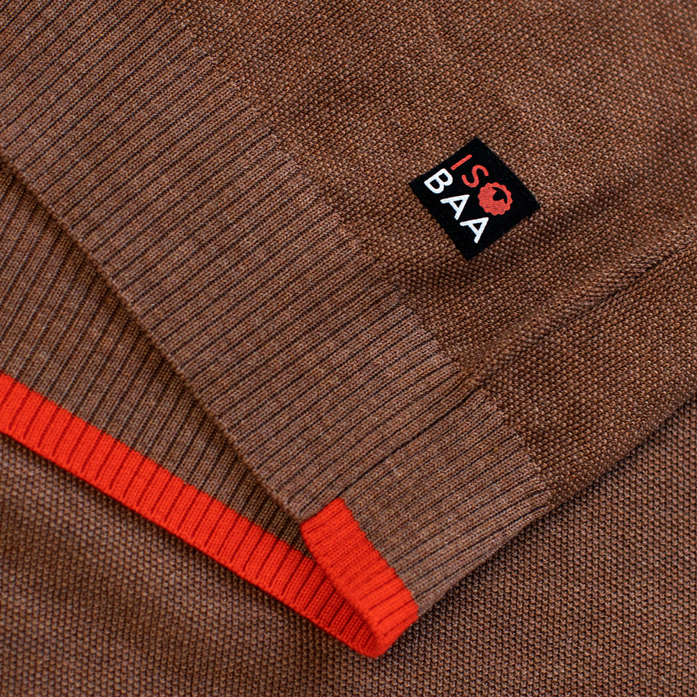 Isobaa | Mens Merino Moss Stitch Sweater (Bran/Orange) | Discover timeless style and outdoor-ready comfort with our extrafine Merino wool crew neck sweater.
