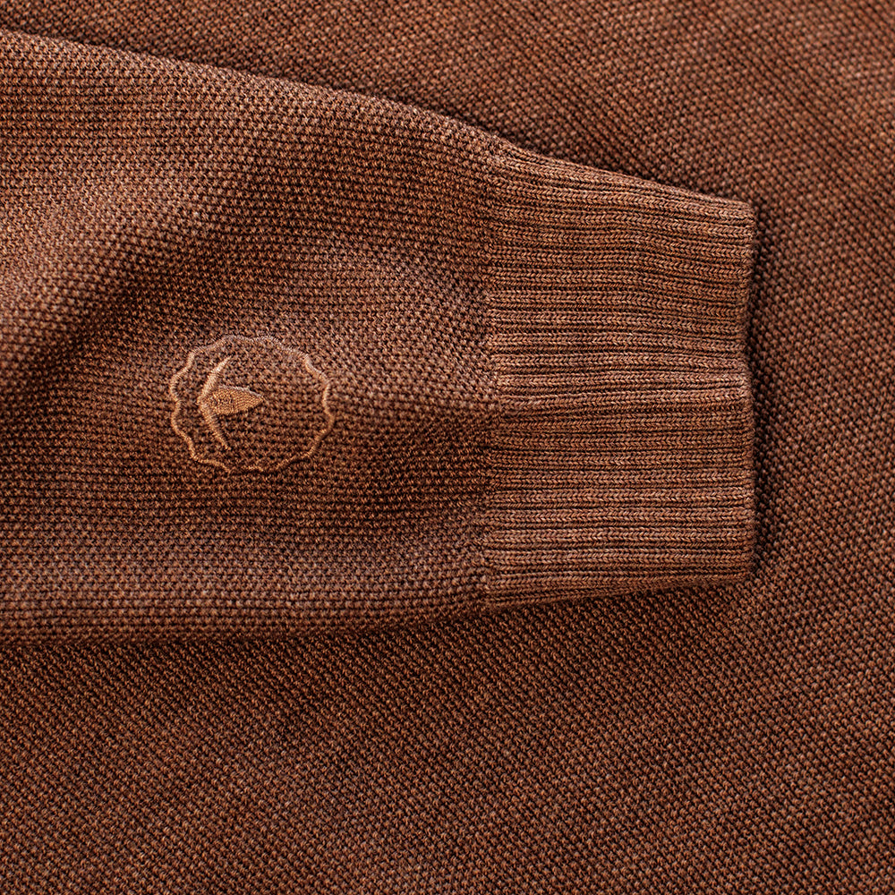 Isobaa | Mens Merino Moss Stitch Sweater (Bran/Orange) | Discover timeless style and outdoor-ready comfort with our extrafine Merino wool crew neck sweater.
