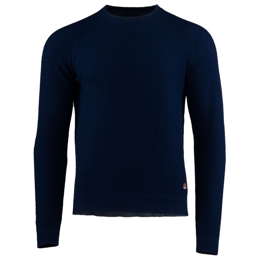 Isobaa | Mens Merino Moss Stitch Sweater (Navy/Denim) | Discover timeless style and outdoor-ready comfort with our extrafine Merino wool crew neck sweater.