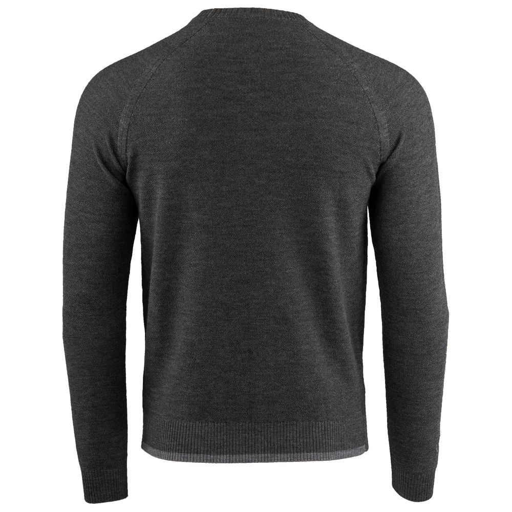 Isobaa | Mens Merino Moss Stitch Sweater (Smoke/Charcoal) | Discover timeless style and outdoor-ready comfort with our extrafine Merino wool crew neck sweater.