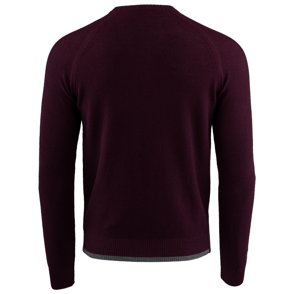 Isobaa | Mens Merino Moss Stitch Sweater (Wine/Smoke) | Discover timeless style and outdoor-ready comfort with our extrafine Merino wool crew neck sweater.