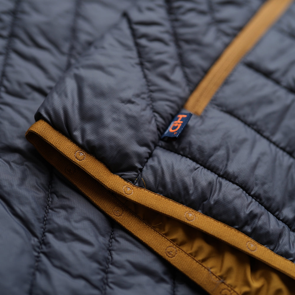 Isobaa | Mens Merino Wool Insulated Gilet (Smoke/Mustard) | Fight the chill with our innovative Merino gilet.