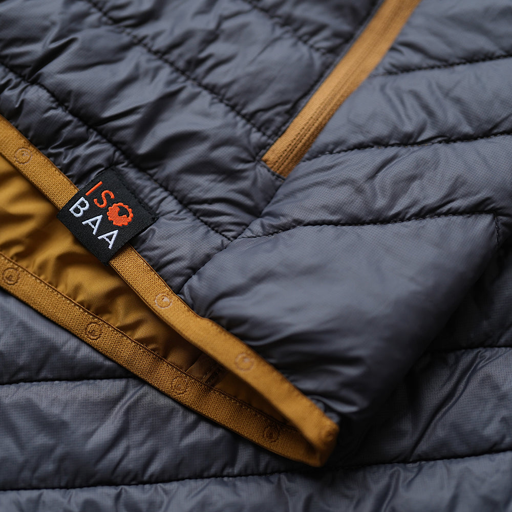 Isobaa | Mens Merino Wool Insulated Gilet (Smoke/Mustard) | Fight the chill with our innovative Merino gilet.