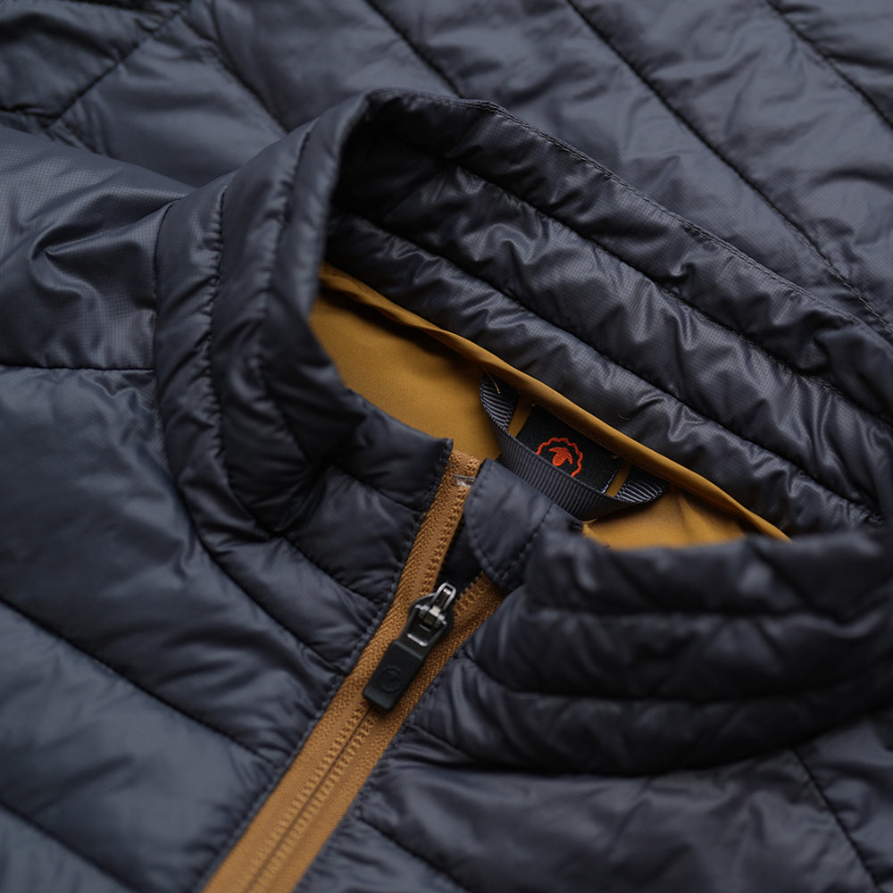 Isobaa | Mens Merino Wool Insulated Gilet (Smoke/Mustard) | Fight the chill with our innovative Merino gilet.