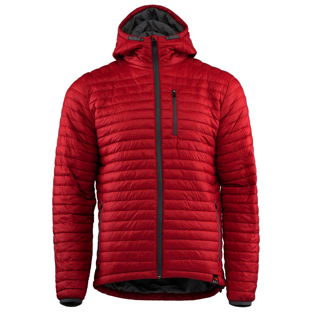 Isobaa | Mens Merino Wool Insulated Jacket (Red/Smoke) | Innovative and sustainable design with our Merino jacket.