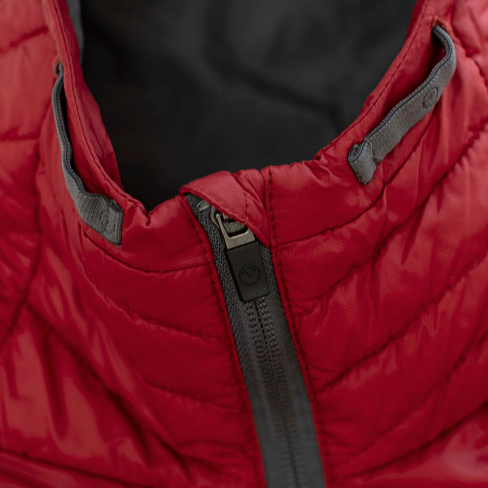 Isobaa | Mens Merino Wool Insulated Jacket (Red/Smoke) | Innovative and sustainable design with our Merino jacket.