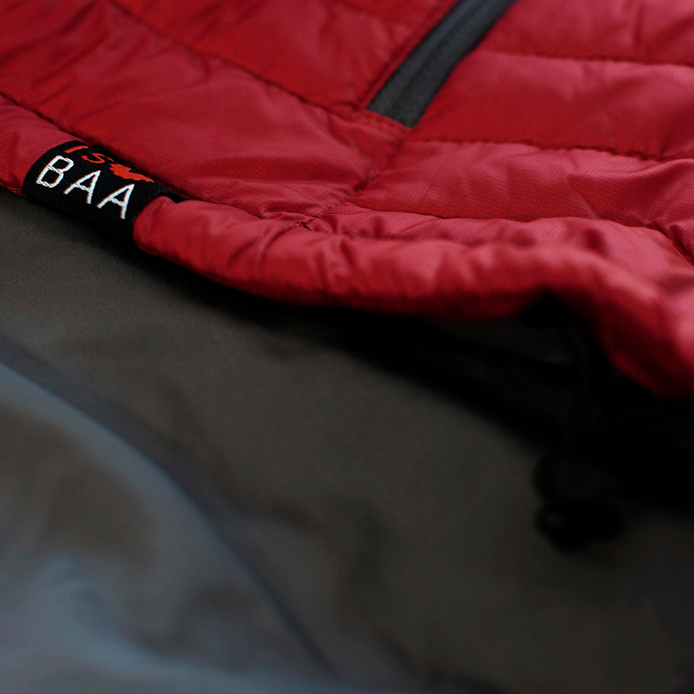 Isobaa | Mens Merino Wool Insulated Jacket (Red/Smoke) | Innovative and sustainable design with our Merino jacket.