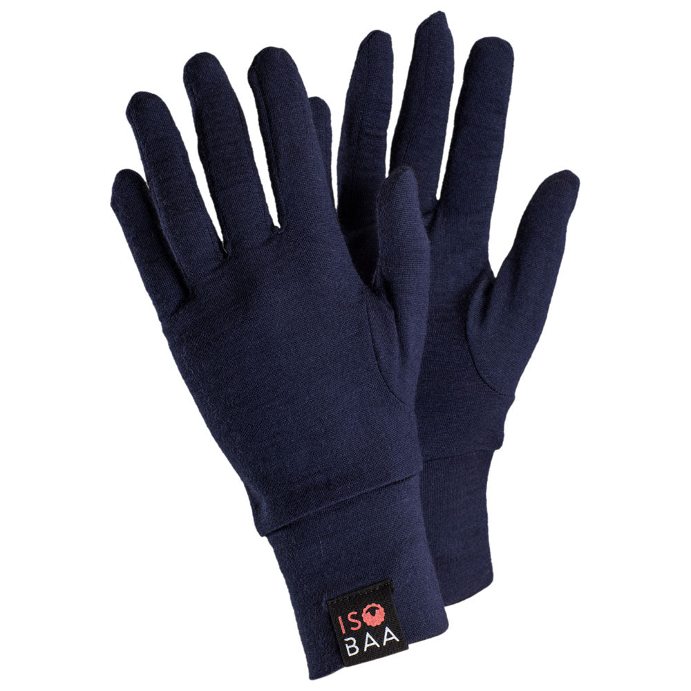 Isobaa | Merino 180 Gloves (Navy) | Superfine Merino wool gloves.