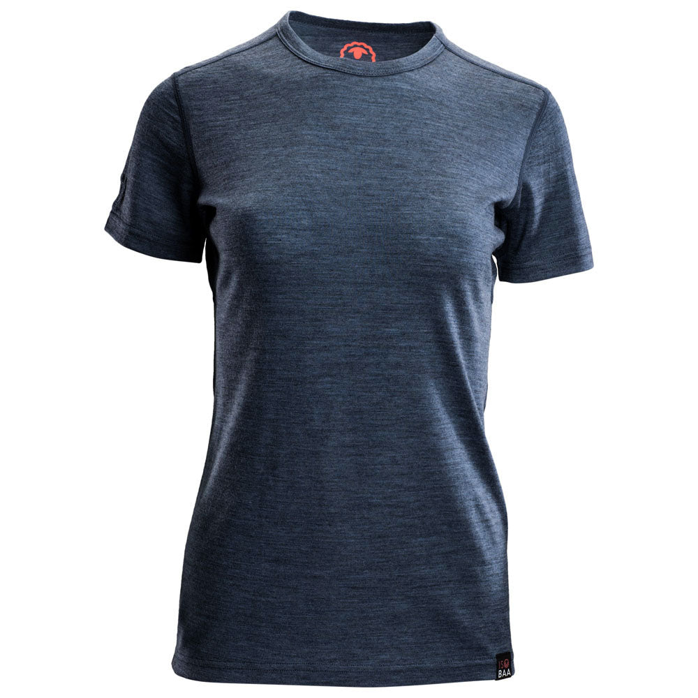 Isobaa | Womens Merino 150 Short Sleeve Crew (Denim) | Gear up for performance and comfort with Isobaa's technical Merino short-sleeved top.