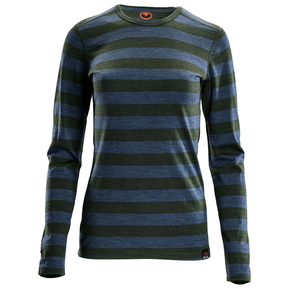 Isobaa | Womens Merino 180 Long Sleeve Crew (Forest/Denim) | Get outdoors with the ultimate Merino wool long-sleeve top.