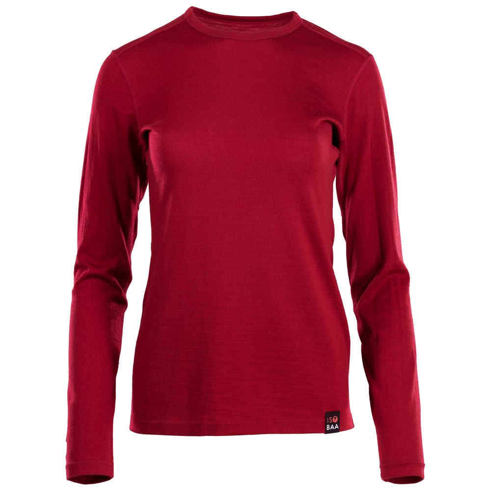 Isobaa | Womens Merino 180 Long Sleeve Crew (Red) | Get outdoors with the ultimate Merino wool long-sleeve top.