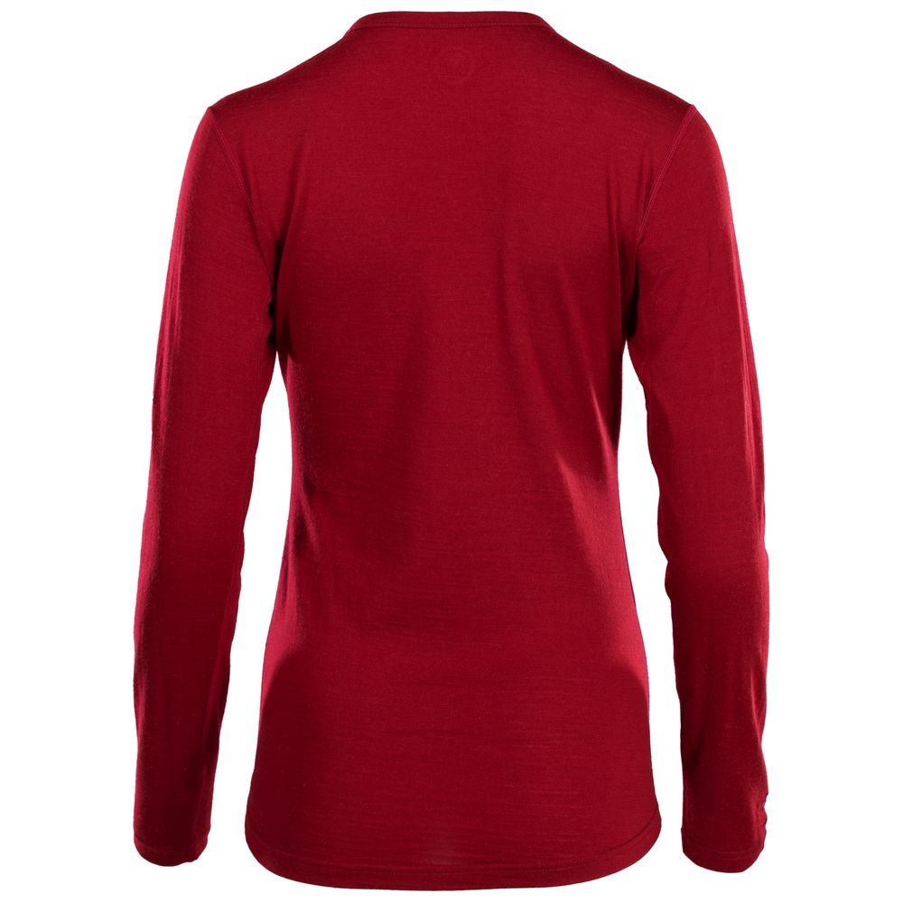 Isobaa | Womens Merino 180 Long Sleeve Crew (Red) | Get outdoors with the ultimate Merino wool long-sleeve top.