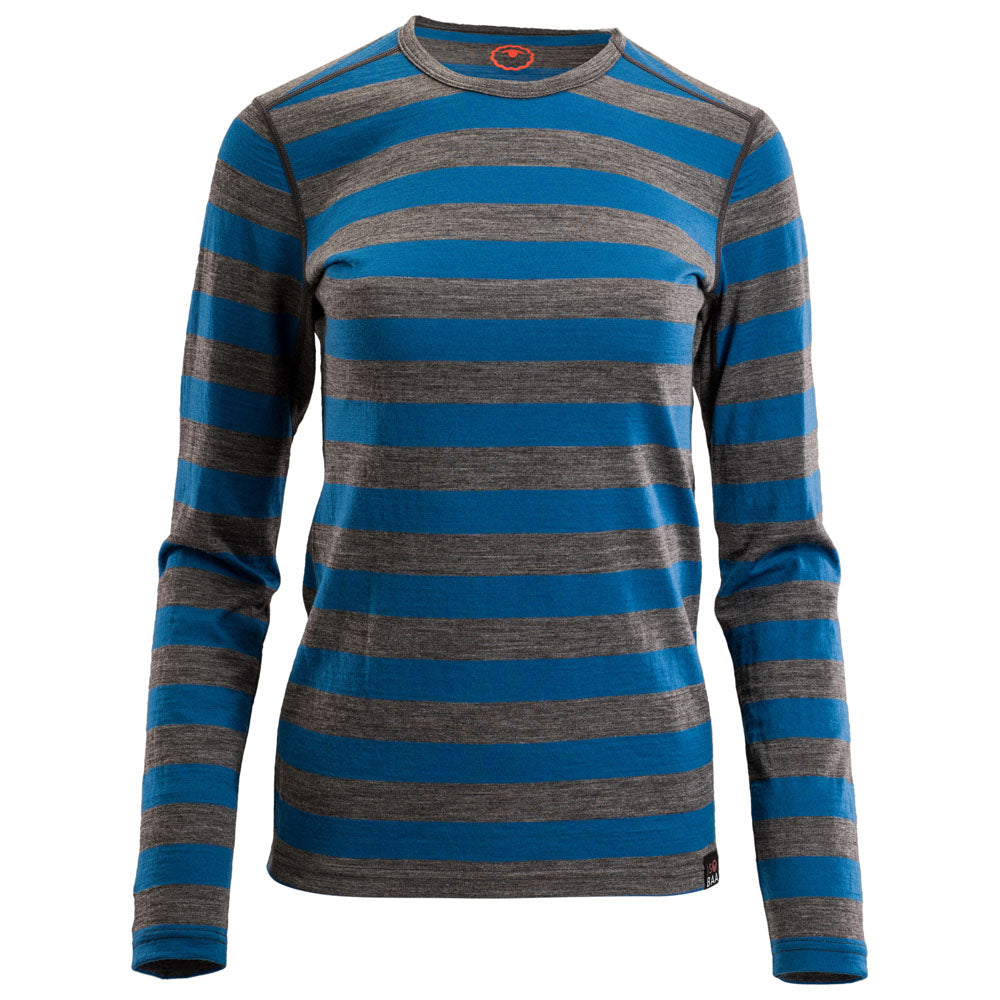 Isobaa | Womens Merino 180 Long Sleeve Crew (Smoke/Blue) | Get outdoors with the ultimate Merino wool long-sleeve top.