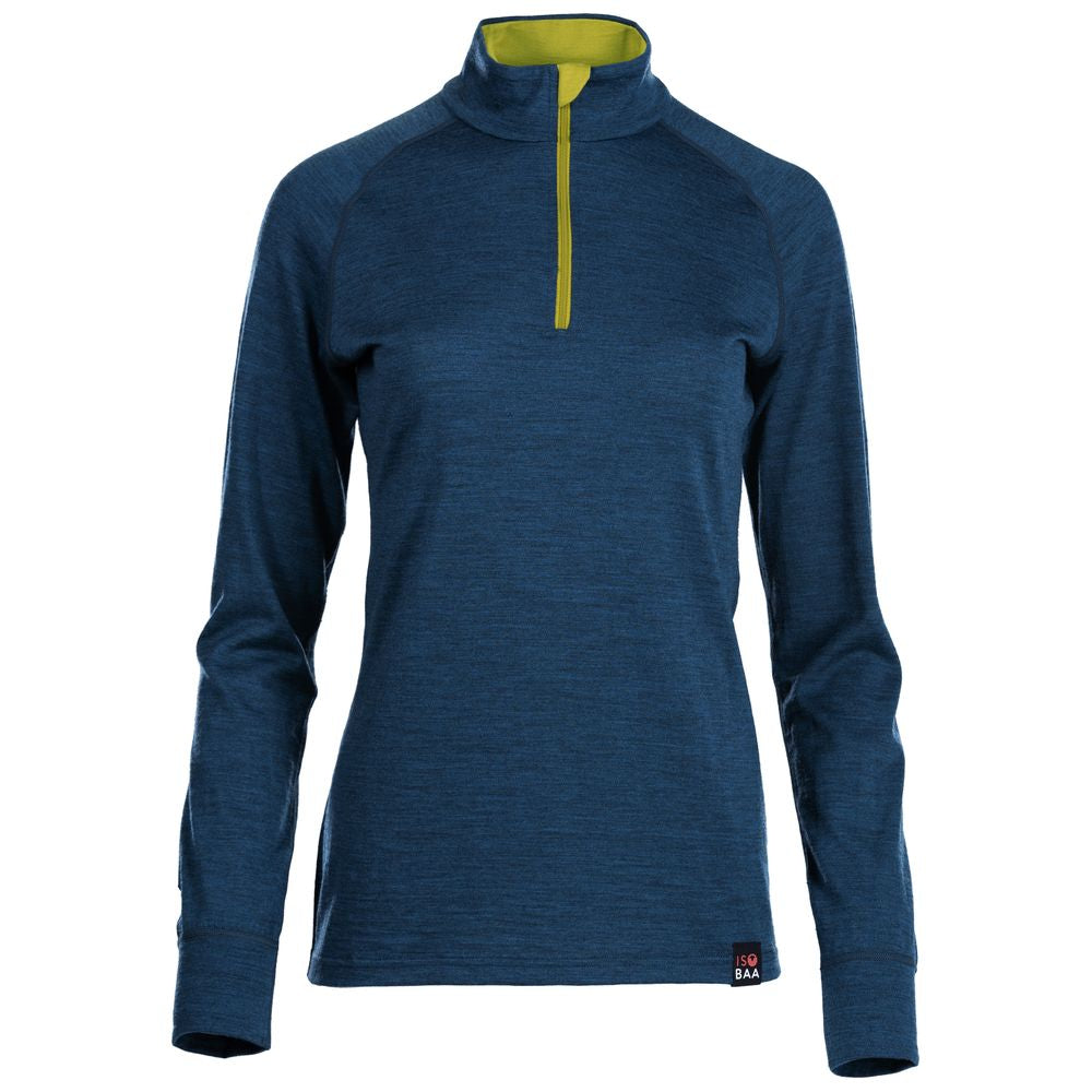 Isobaa | Womens Merino 200 Long Sleeve Zip Neck (Petrol) | Experience the best of 200gm Merino wool with this ultimate half-zip top – your go-to for challenging hikes, chilly bike commutes, post-workout layering, and unpredictable weather.