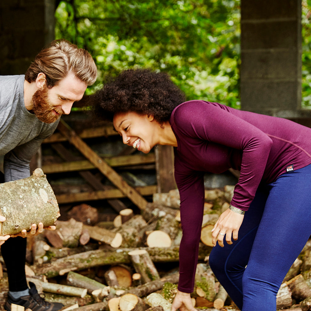 Isobaa | Womens Merino 200 Tights (Navy) | Conquer mountains, ski slopes, and sofa days with unmatched comfort in our 200gm Merino wool tights. | Model: Savanah