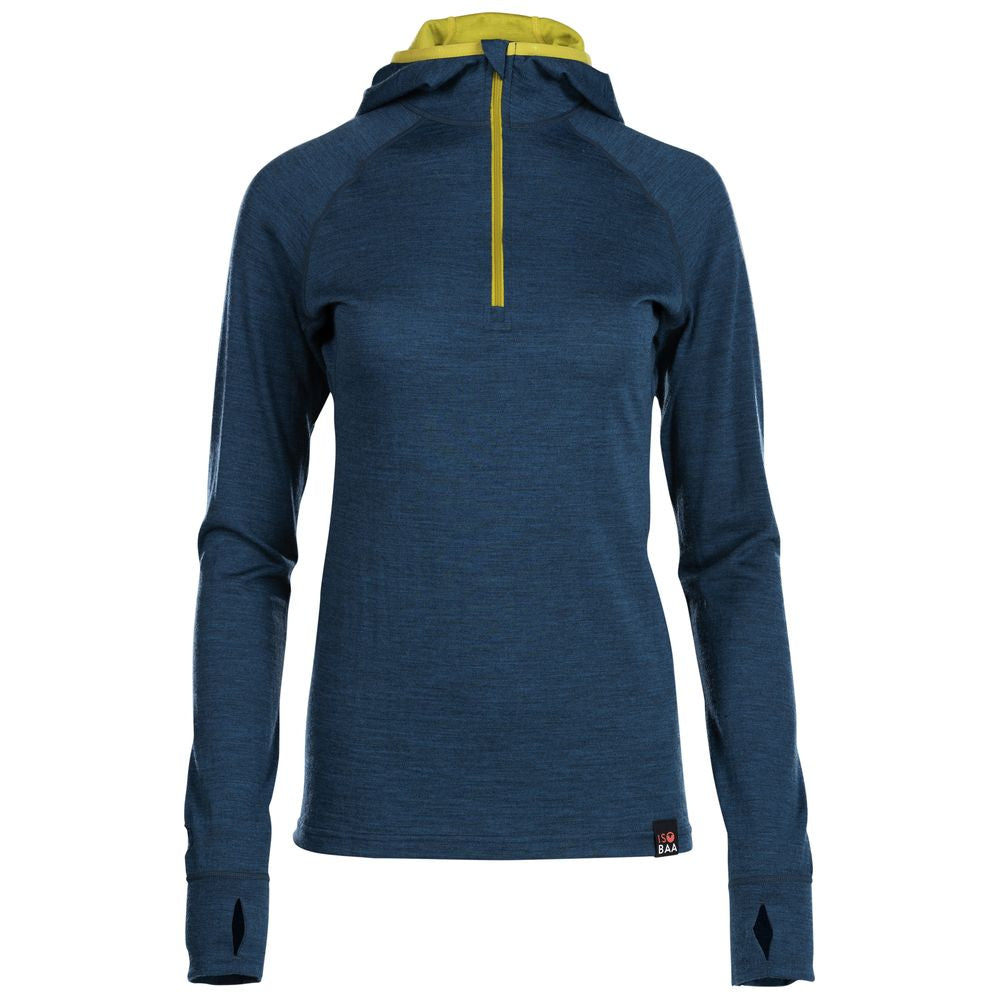 Isobaa | Womens Merino 200 Zip Neck Hoodie (Petrol) | The ultimate 200gm Merino wool hoodie.