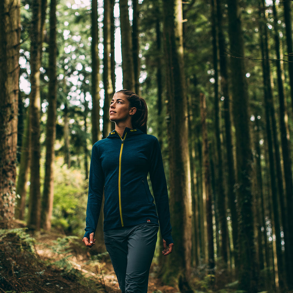 Isobaa | Womens Merino 260 Casual Hoodie (Petrol) | The best in warmth and versatility: Isobaa 260gm midweight Merino wool hoodie. | Model: Jess