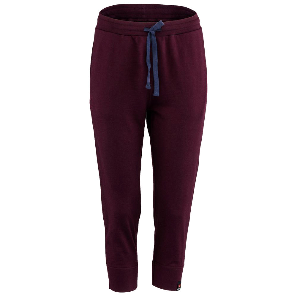 Isobaa | Womens Merino 260 Lounge Cuffed 3/4 Joggers (Wine/Navy) | Ultimate comfort and performance with our superfine Merino cropped joggers.