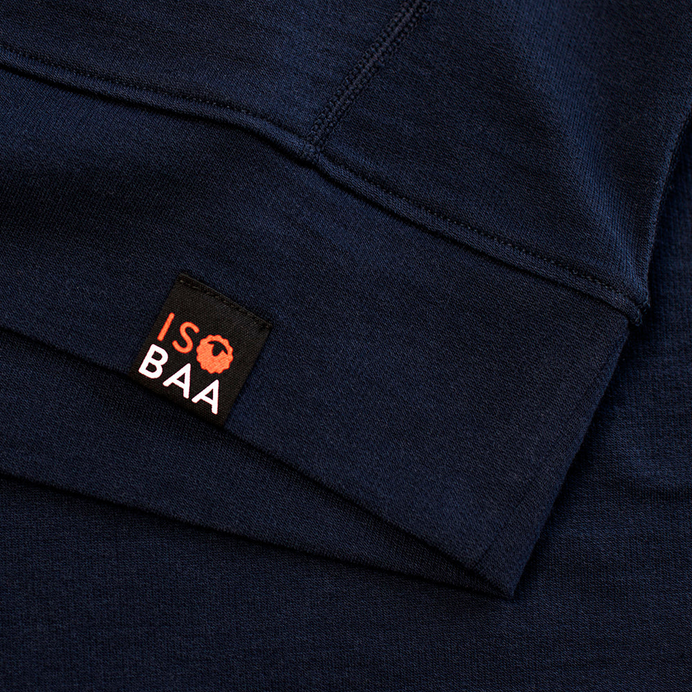 Isobaa | Womens Merino 260 Lounge Hoodie (Navy/Smoke) | Experience the best in comfort and performance with our midweight 260gm Merino wool pullover hoodie.
