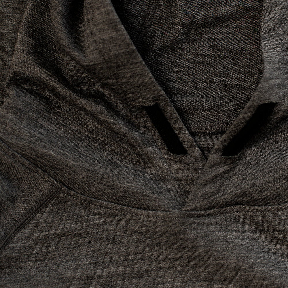 Isobaa | Womens Merino 260 Lounge Hoodie (Smoke/Black) | Experience the best in comfort and performance with our midweight 260gm Merino wool pullover hoodie.