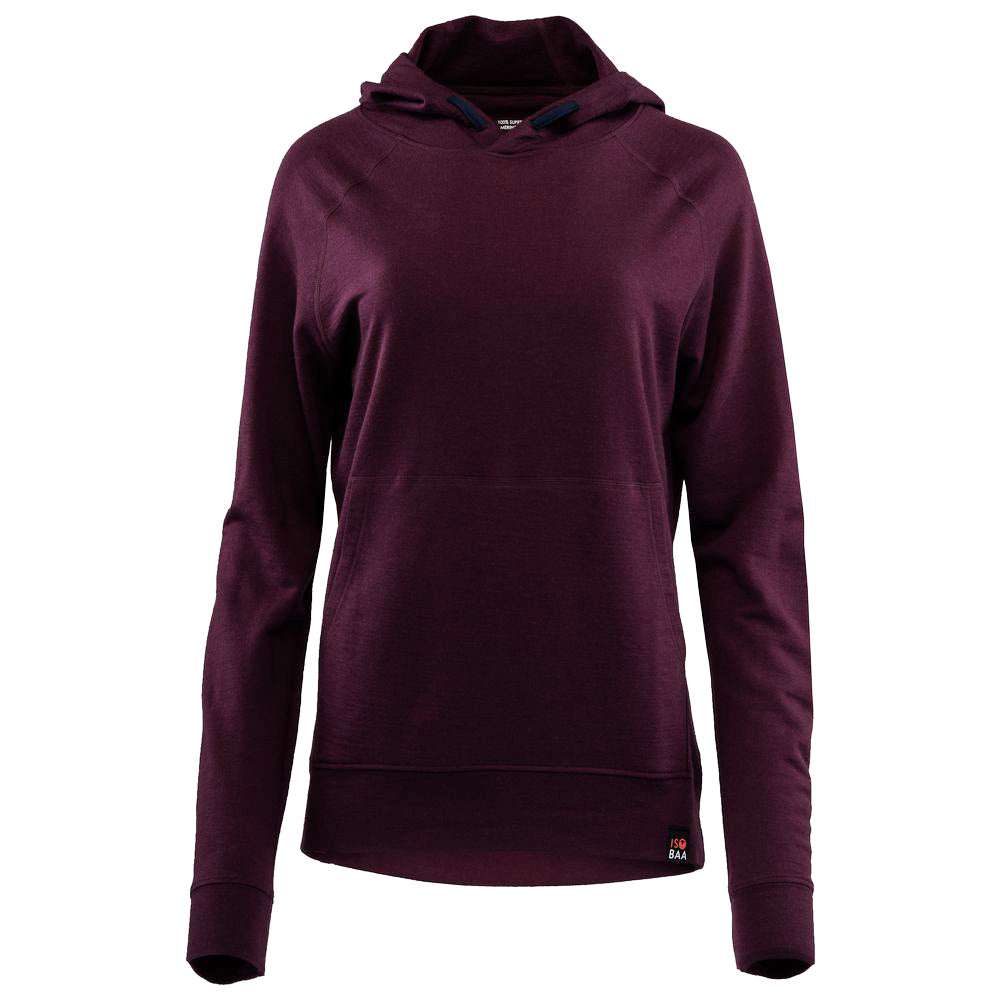 Isobaa | Womens Merino 260 Lounge Hoodie (Wine/Navy) | Experience the best in comfort and performance with our midweight 260gm Merino wool pullover hoodie.