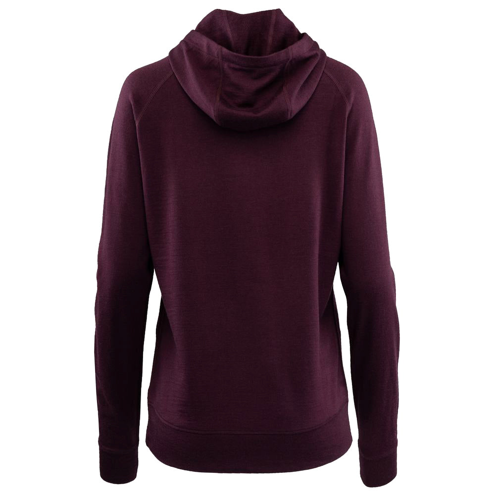 Isobaa | Womens Merino 260 Lounge Hoodie (Wine/Navy) | Experience the best in comfort and performance with our midweight 260gm Merino wool pullover hoodie.