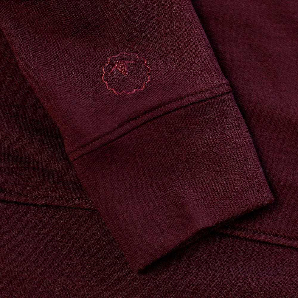 Isobaa | Womens Merino 260 Lounge Hoodie (Wine/Navy) | Experience the best in comfort and performance with our midweight 260gm Merino wool pullover hoodie.