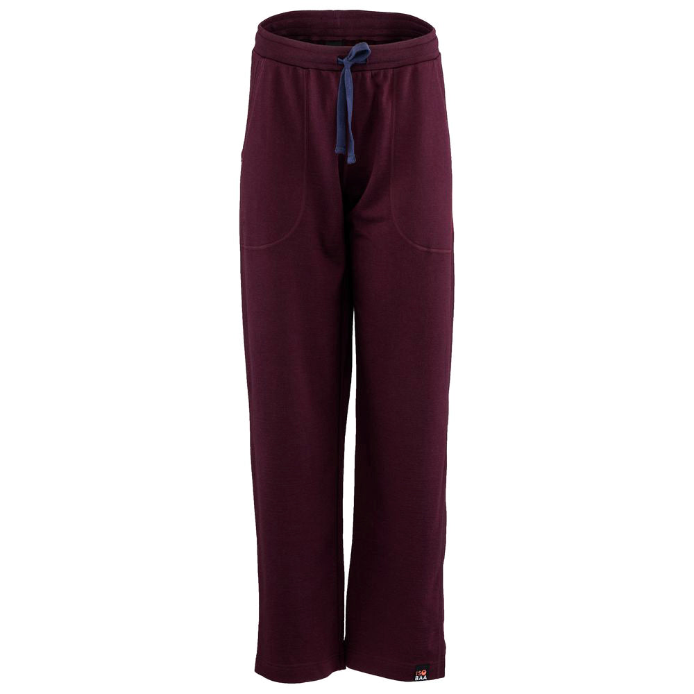 Isobaa | Womens Merino 260 Lounge Loose Joggers (Wine/Navy) | Isobaa 260gm Merino wool lounge joggers.