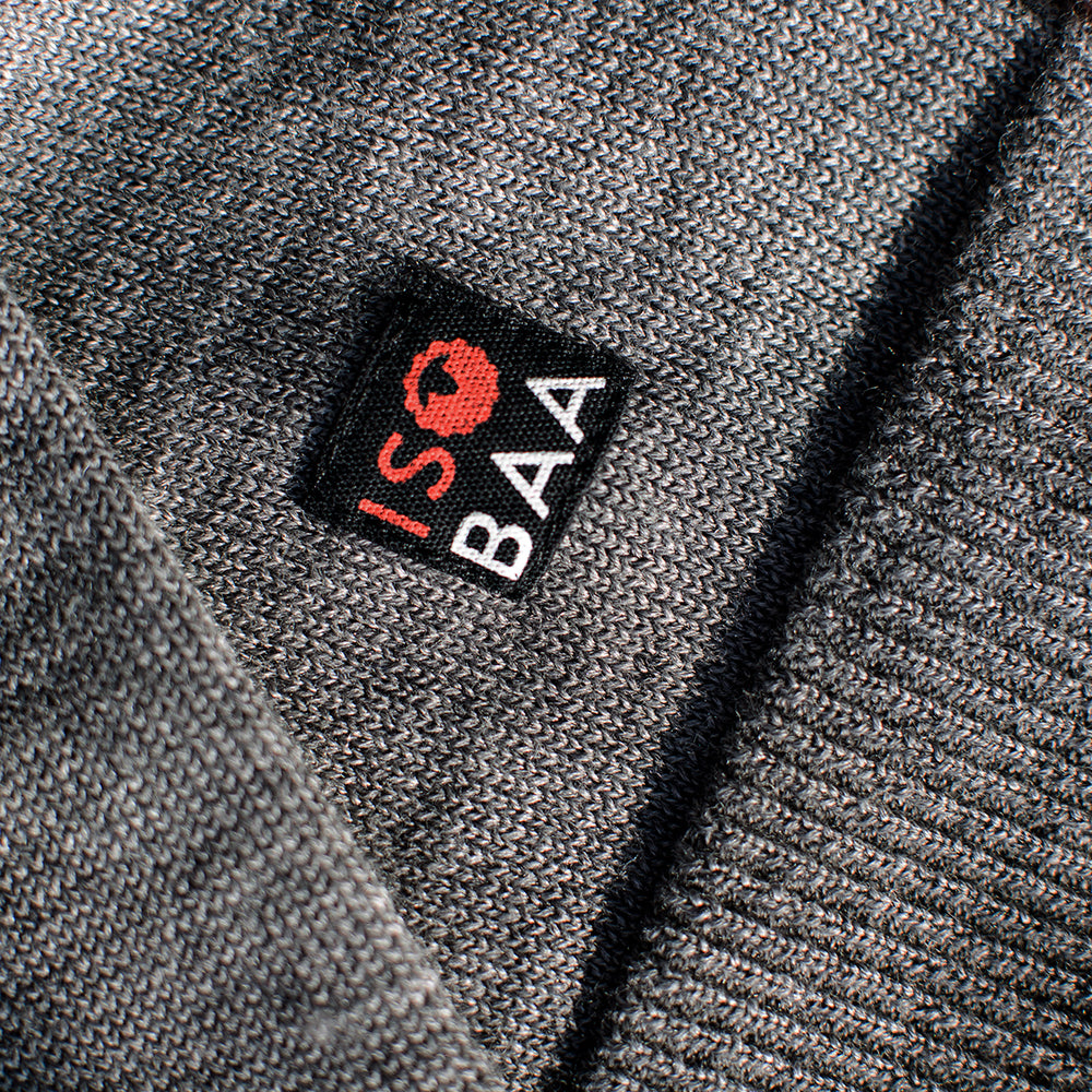 Isobaa | Womens Merino Crew Sweater (Charcoal/Orange) | Everyday warmth and comfort with our superfine 12-gauge Merino wool crew neck sweater.