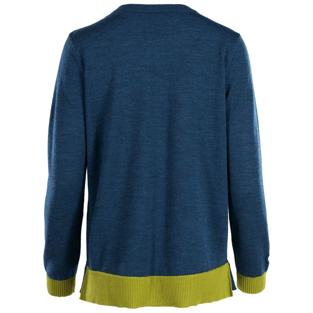 Isobaa | Womens Merino Crew Sweater (Petrol/Lime) | Everyday warmth and comfort with our superfine 12-gauge Merino wool crew neck sweater.