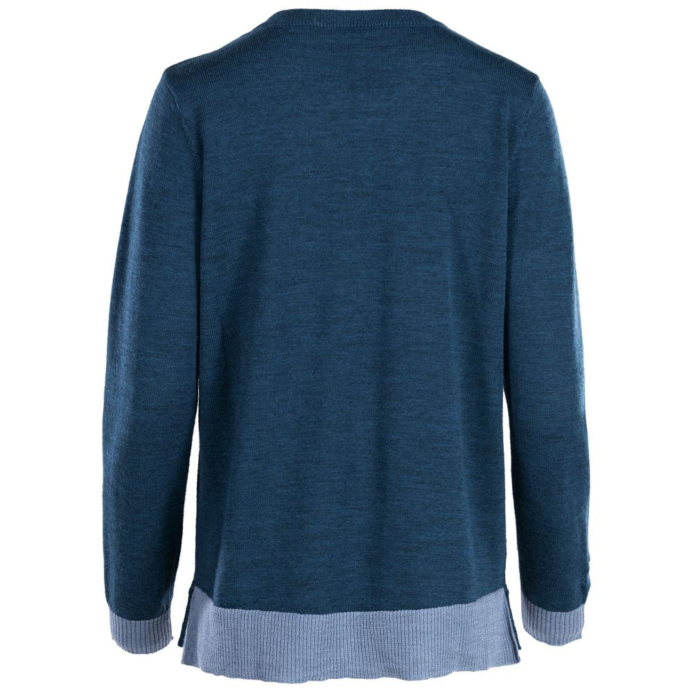 Isobaa | Womens Merino Crew Sweater (Petrol/Sky) | Everyday warmth and comfort with our superfine 12-gauge Merino wool crew neck sweater.