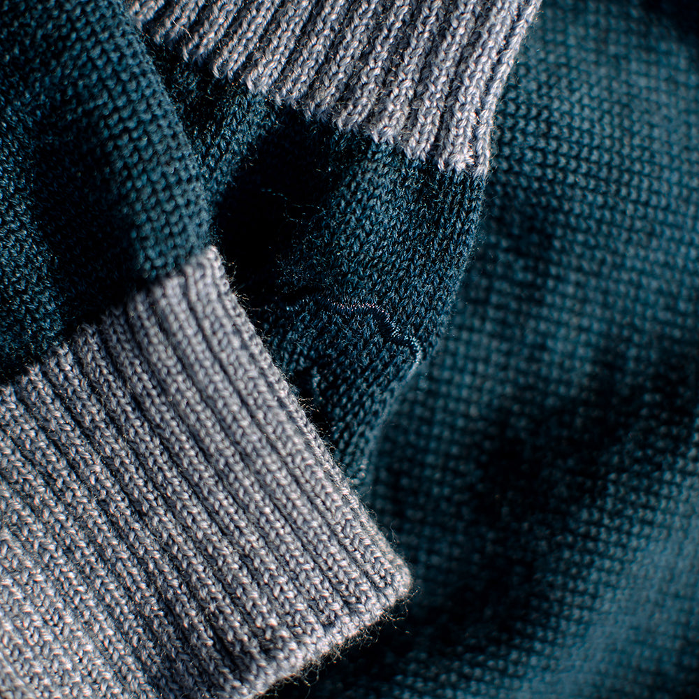 Isobaa | Womens Merino Crew Sweater (Petrol/Sky) | Everyday warmth and comfort with our superfine 12-gauge Merino wool crew neck sweater.