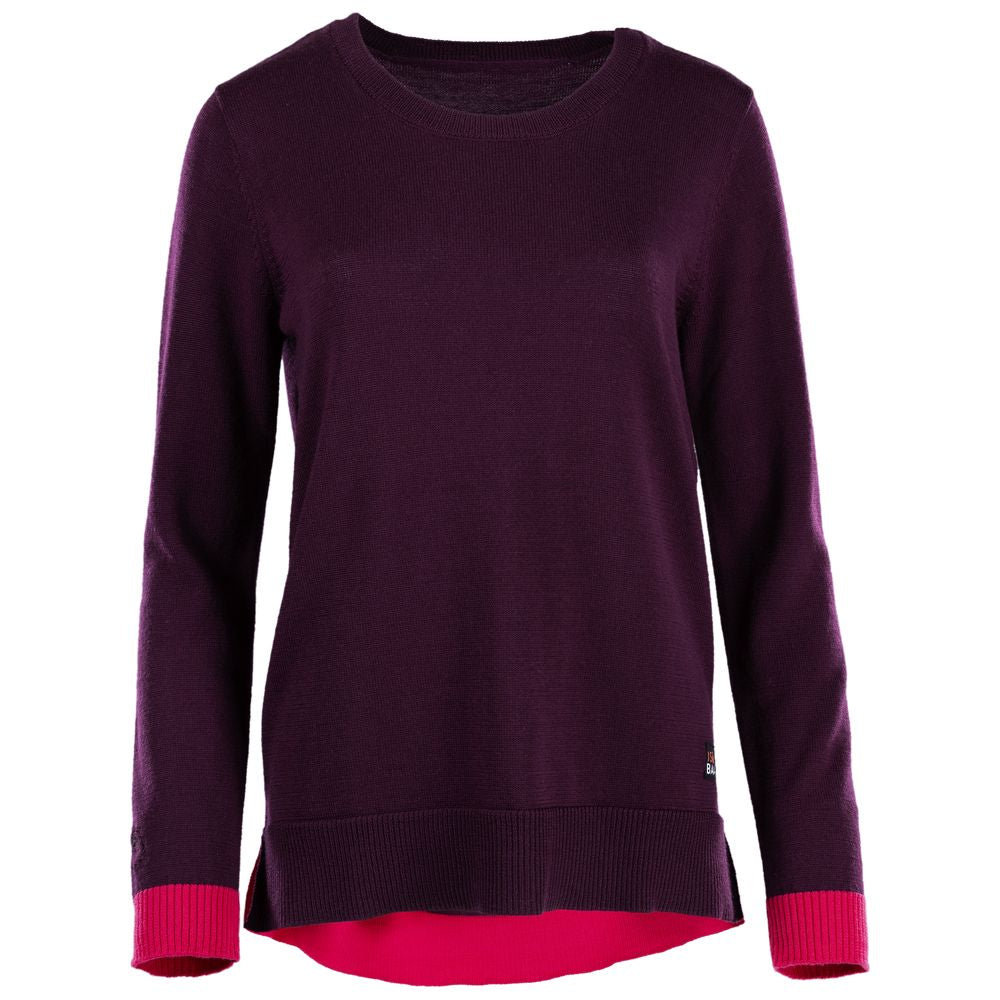 Isobaa | Womens Merino Crew Sweater (Wine/Fuchsia) | Everyday warmth and comfort with our superfine 12-gauge Merino wool crew neck sweater.