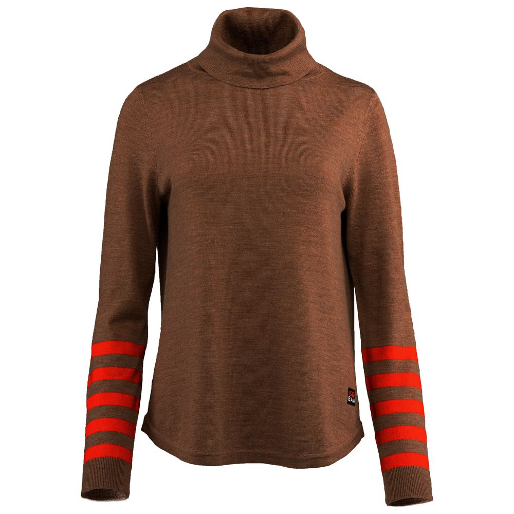 Isobaa | Womens Merino Roll Neck Sweater (Bran/Orange) | Discover premium style and performance with Isobaa's extra-fine Merino roll neck sweater.
