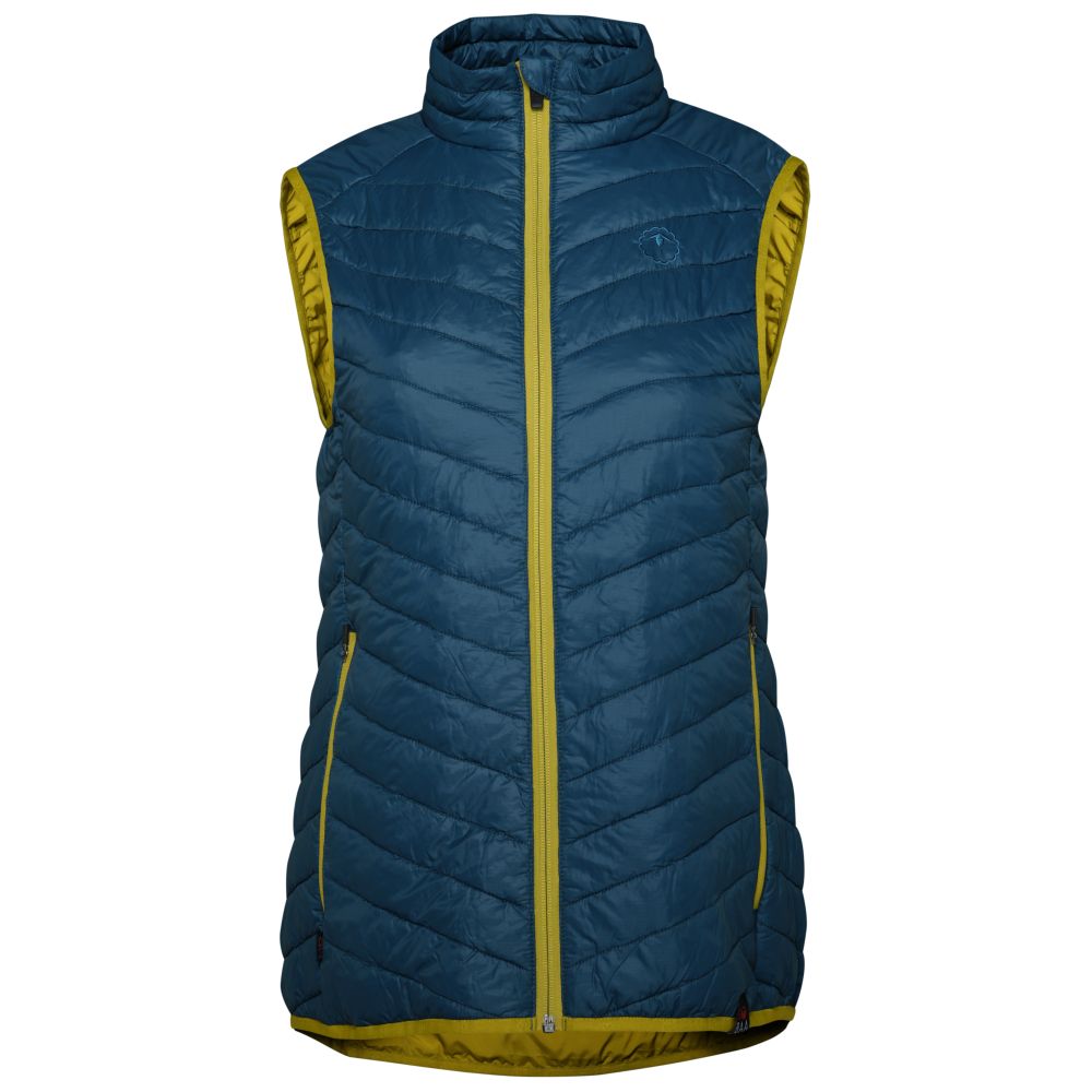 Isobaa | Womens Merino Wool Insulated Gilet (Petrol/Lime) | Fight the chill with our innovative Merino gilet.