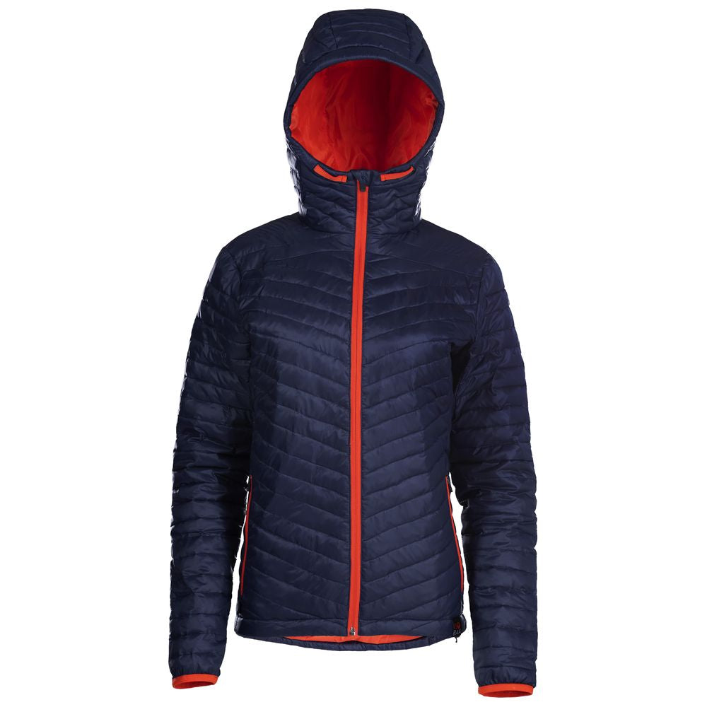 Isobaa | Womens Merino Wool Insulated Jacket (Navy/Orange) | Innovative and sustainable design with our Merino jacket.