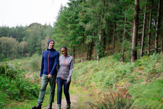 Isobaa Merino 260 Casual Hoodies on a woodland trail