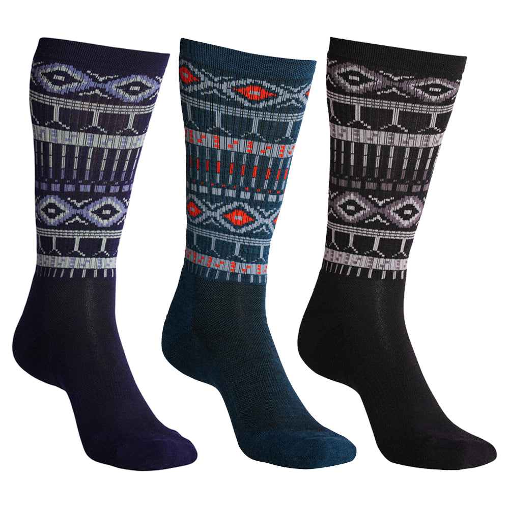Isobaa Merino Blend Fairisle Hiking Socks (3 Pack - Multi)