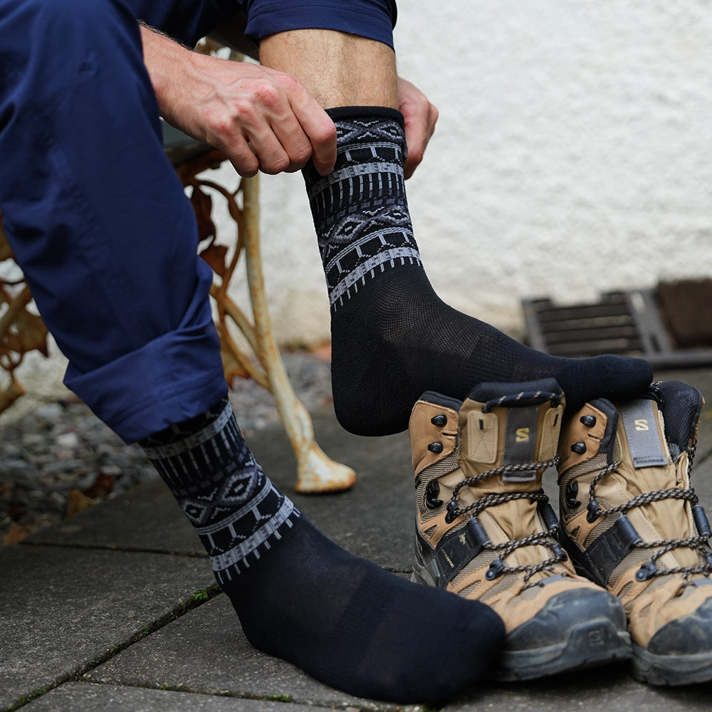 Isobaa Merino Blend Fairisle Hiking Socks (3 Pack - Multi)