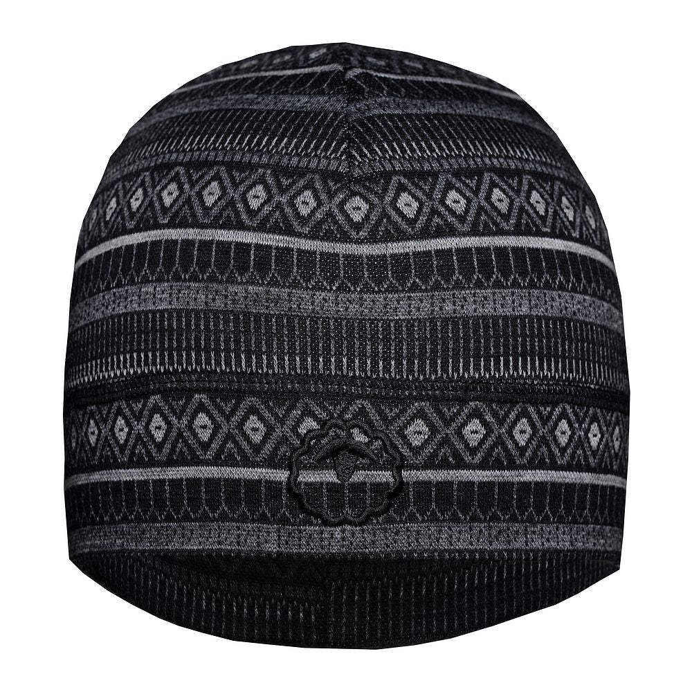 Isobaa Merino Blend 250 Fairisle Jacquard Beanie (Black/Smoke/Charcoal)