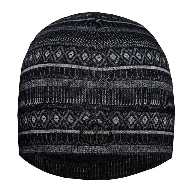 Isobaa Merino Blend 250 Fairisle Jacquard Beanie (Black/Smoke/Charcoal)